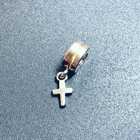 VTG Solid Sterling Silver 925 Cross Dangle Slide Charm Size 0.75" Length - Picture 1 of 8
